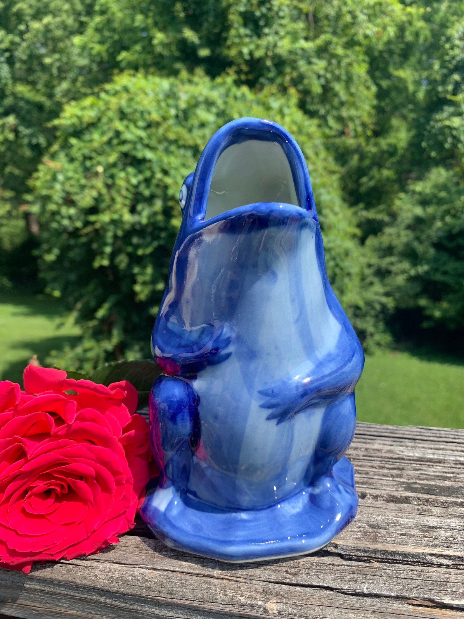 Adorable Vintage Blue Frog Pitcher vintage frog vase Japan Etsy