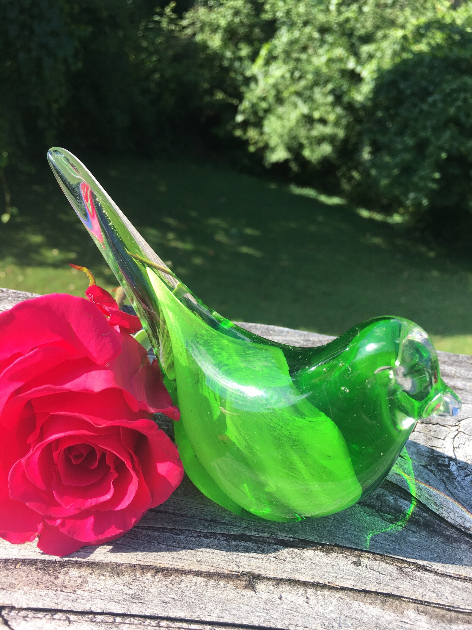 Vibrant Green Art Glass Bird Paperweight glass bird green Etsy