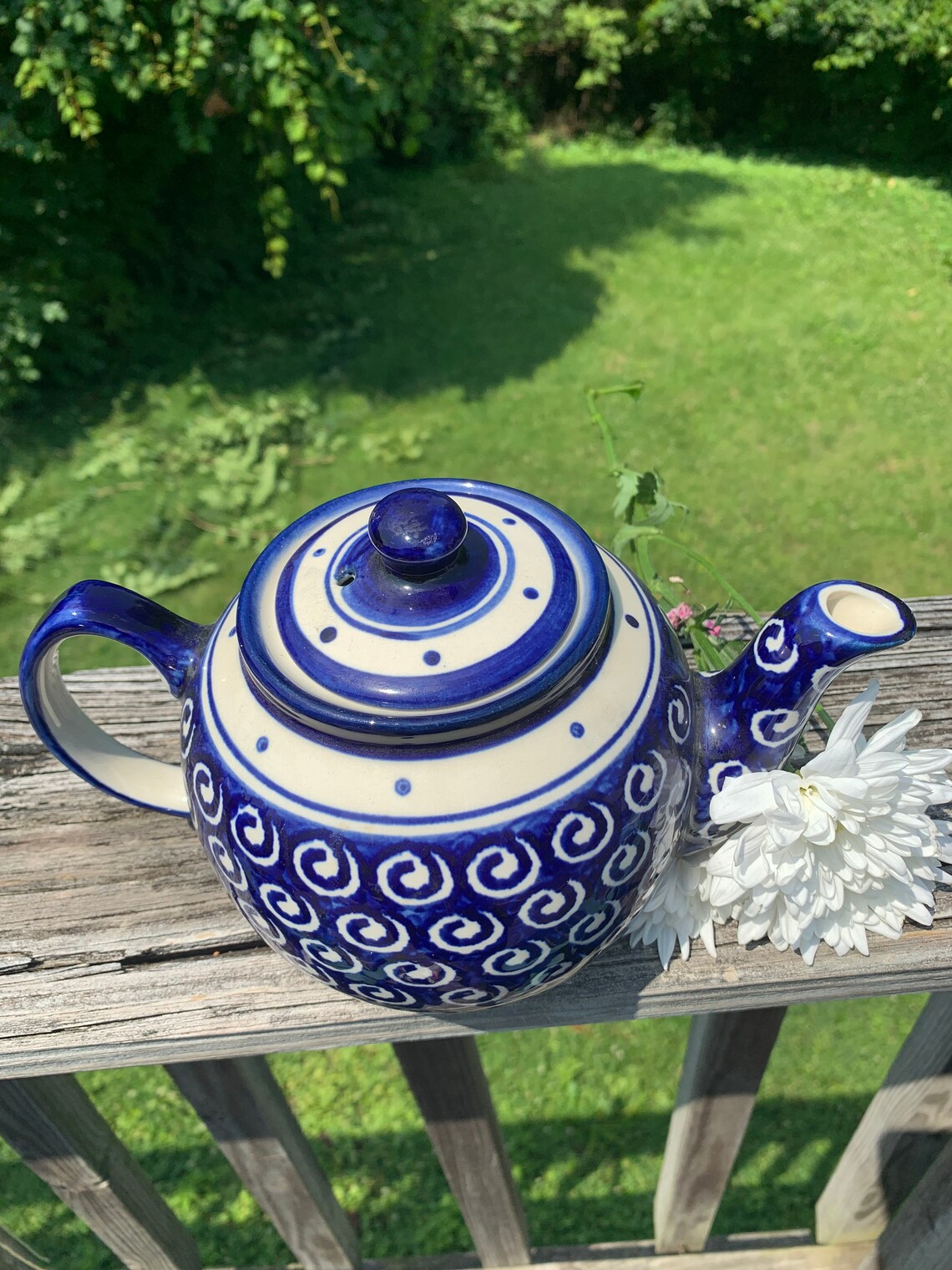 Blue Polish Pottery Teapot Polish pottery cobalt blue Etsy