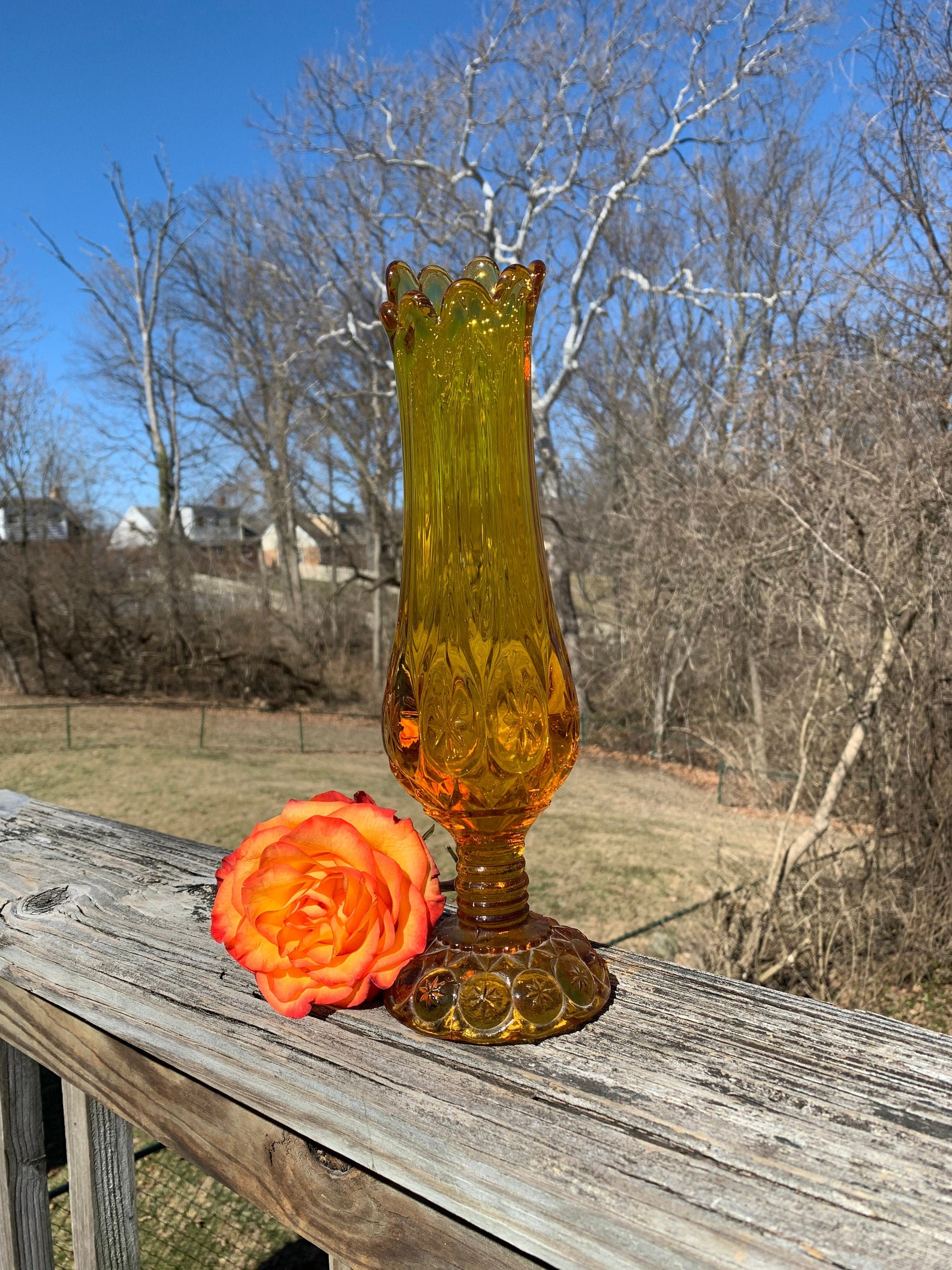 Kanawha Yellow Swung Glass Vase Kanawha Moon and Stars Swung Etsy