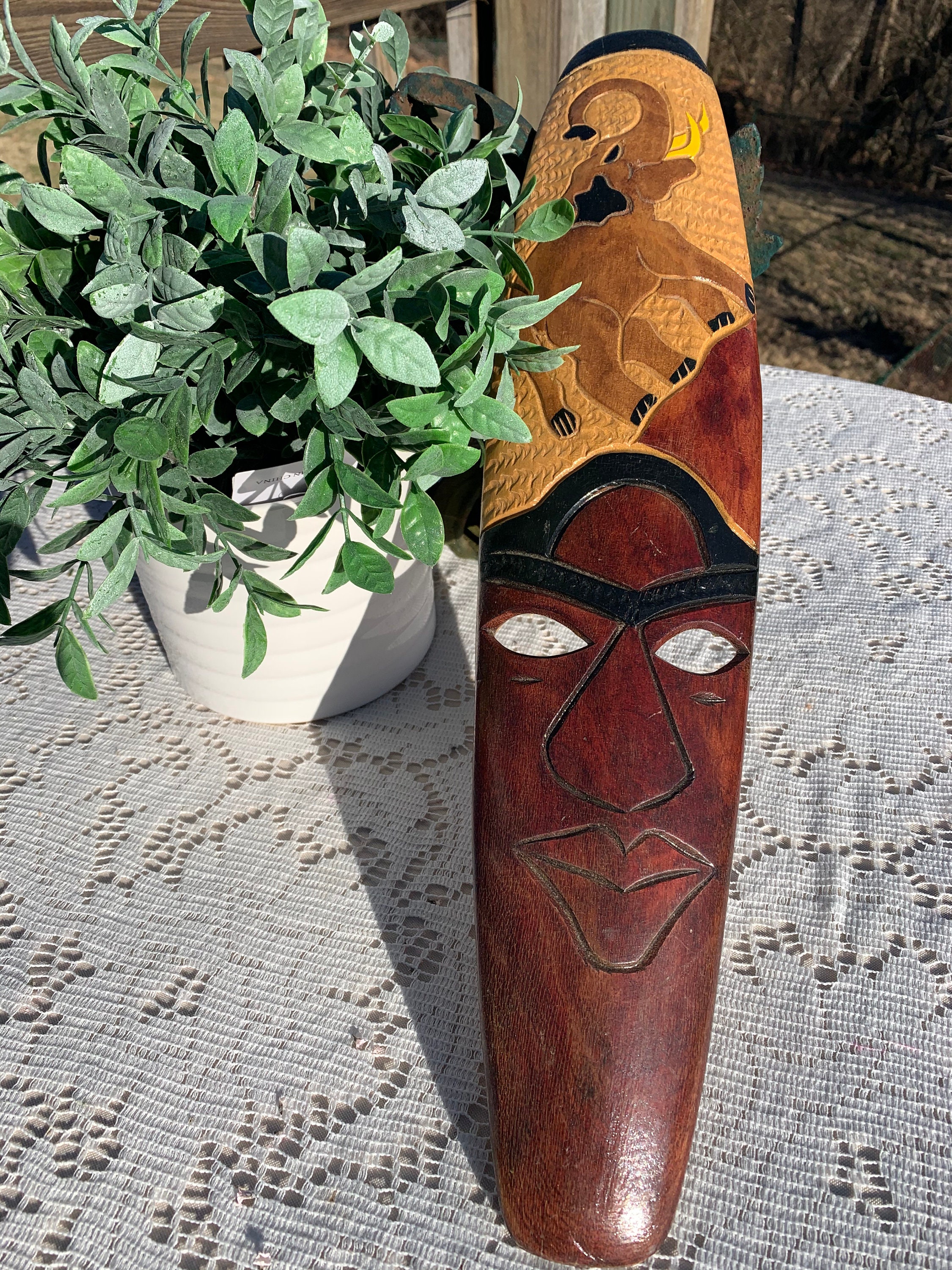 Hand Carved Decorative Wood Mask vintage wood mask with Etsy