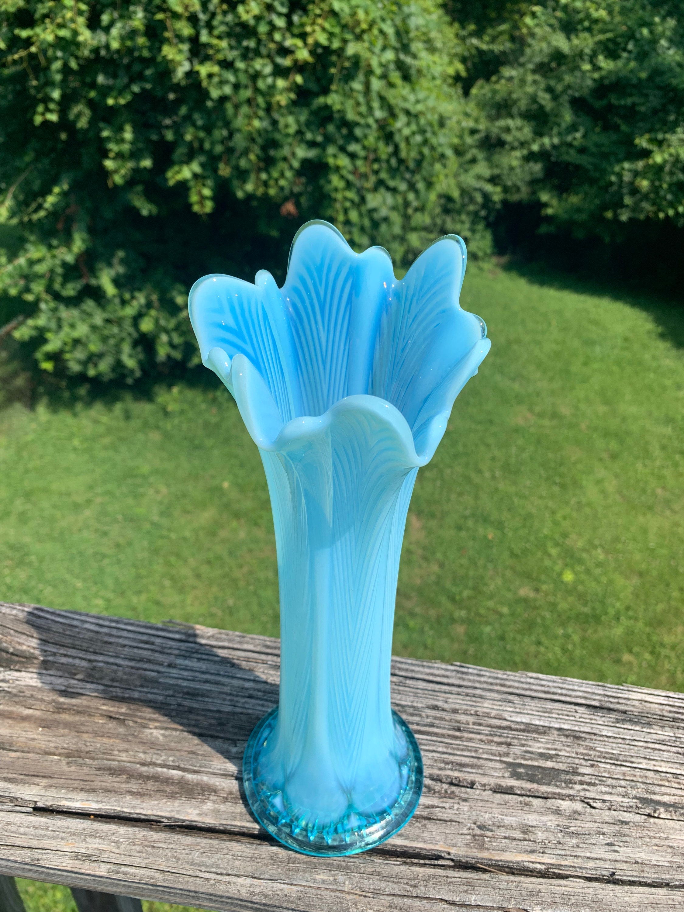 Pretty Northwood Opalescent Blue Swung Glass Vase opalescent Etsy