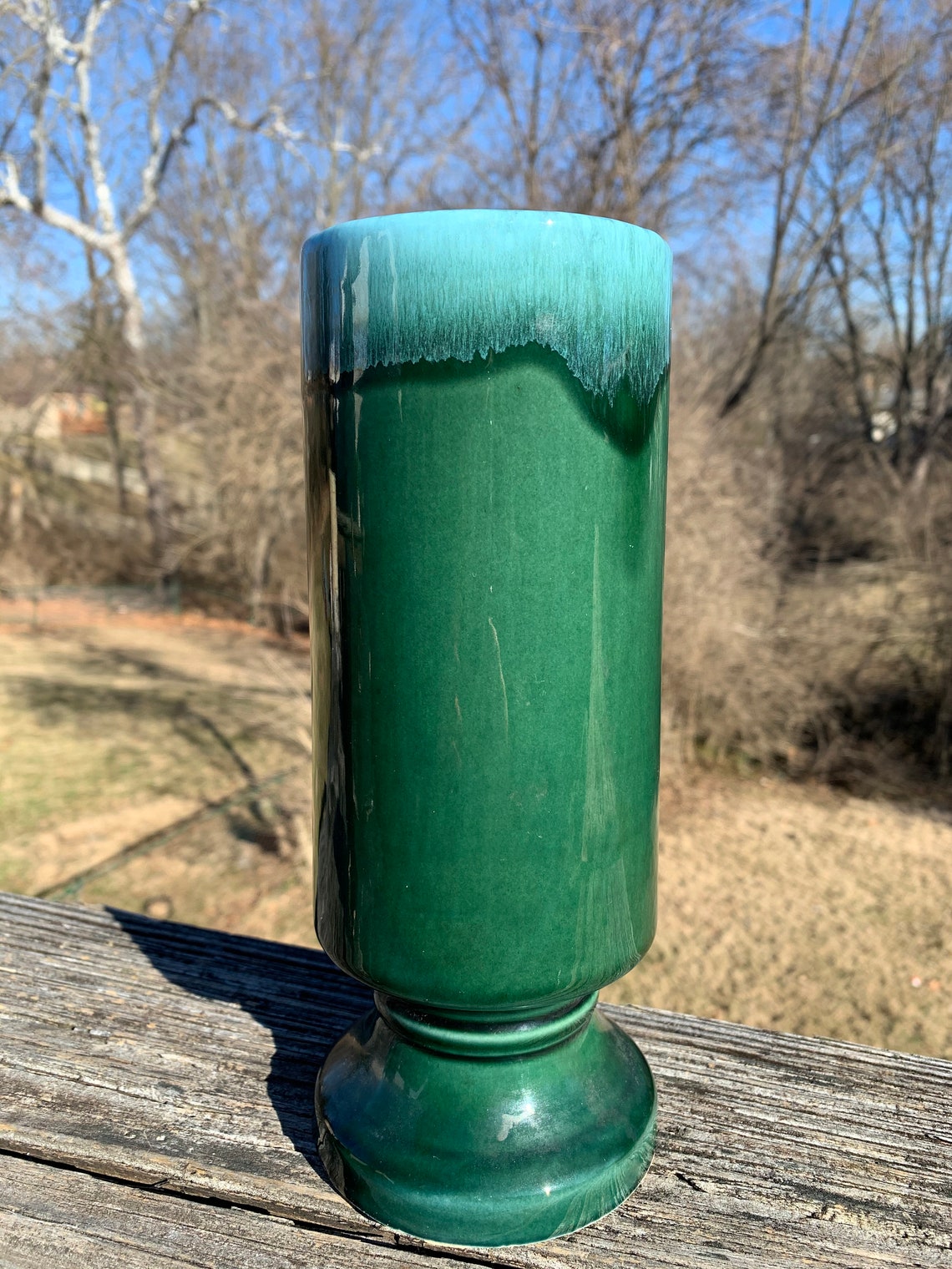 Vintage Green Hull Drip Vase Cylindrical Flower Vase Simple Etsy