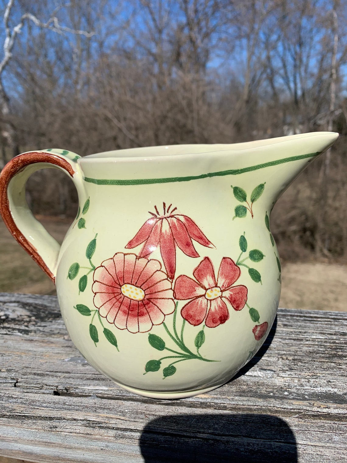 Pretty Vintage Italian Pottery Pitcher Gracie Deruta pottery Etsy