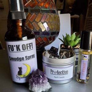 FU*K OFF! Kit / PROTECTION / Witchcraft / Wicca / Spell Candle / Power Oil / Smudge Spray