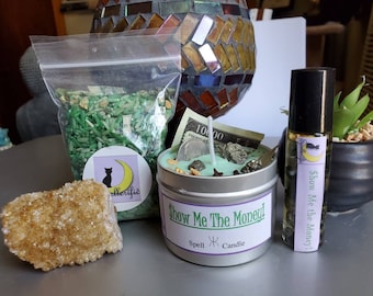 SHOW ME the MONEY! Kit /  Witchcraft / Wicca / Spell Candle / Money Oil / Money Rice / Citrine Crystal