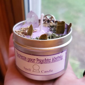 INCREASE PSYCHIC ABILITY/ Intention / Manifest/ Spell Candle / Ritual Candle / Witchcraft / Wicca / Crystal Activated Candle