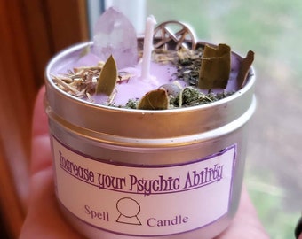 INCREASE PSYCHIC ABILITY/ Intention / Manifest/ Spell Candle / Ritual Candle / Witchcraft / Wicca / Crystal Activated Candle