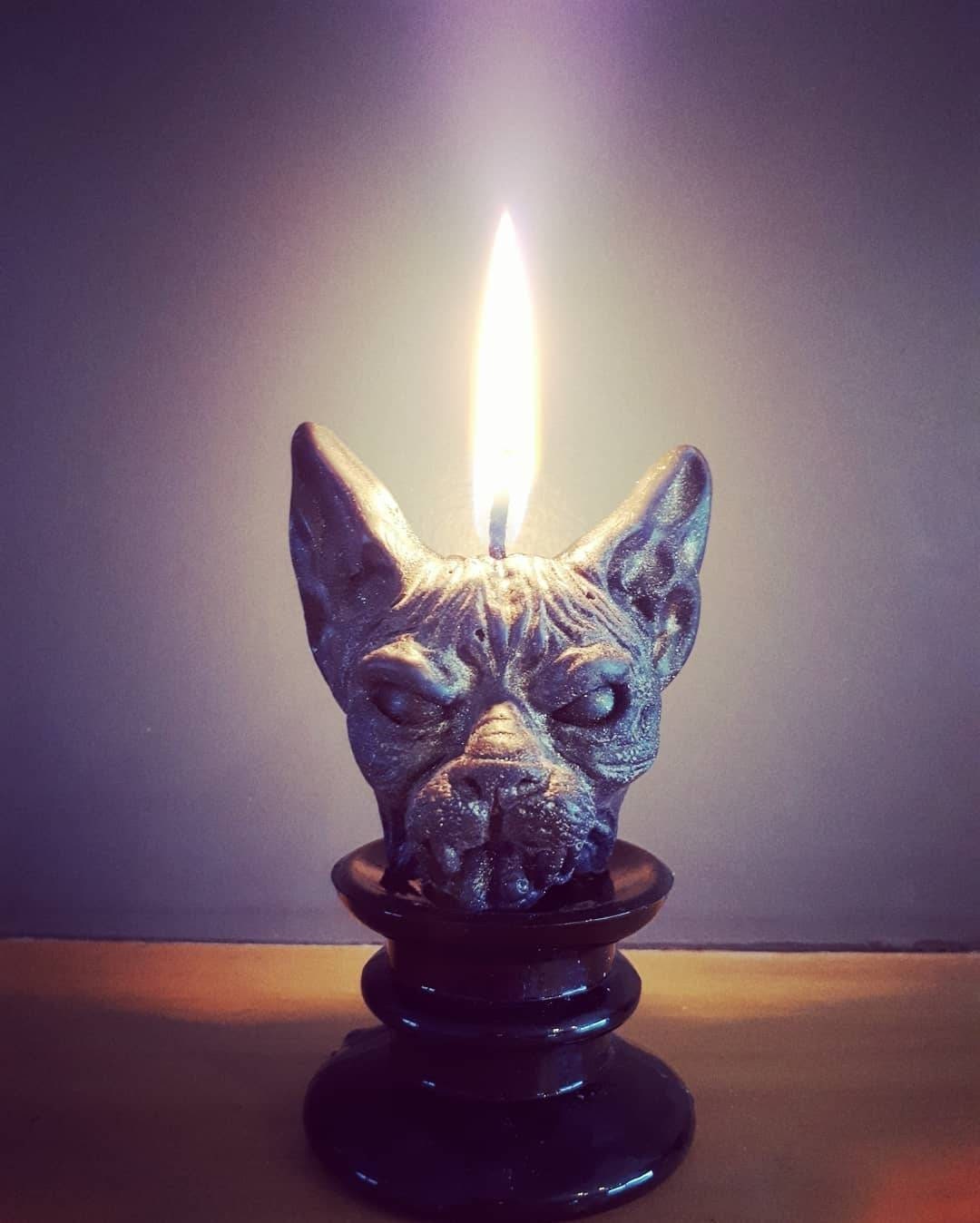 Bougie Chat Sphynx Diabolique Égyptien Candle Sorcellerie Witchcraft Cat Satan Diable
