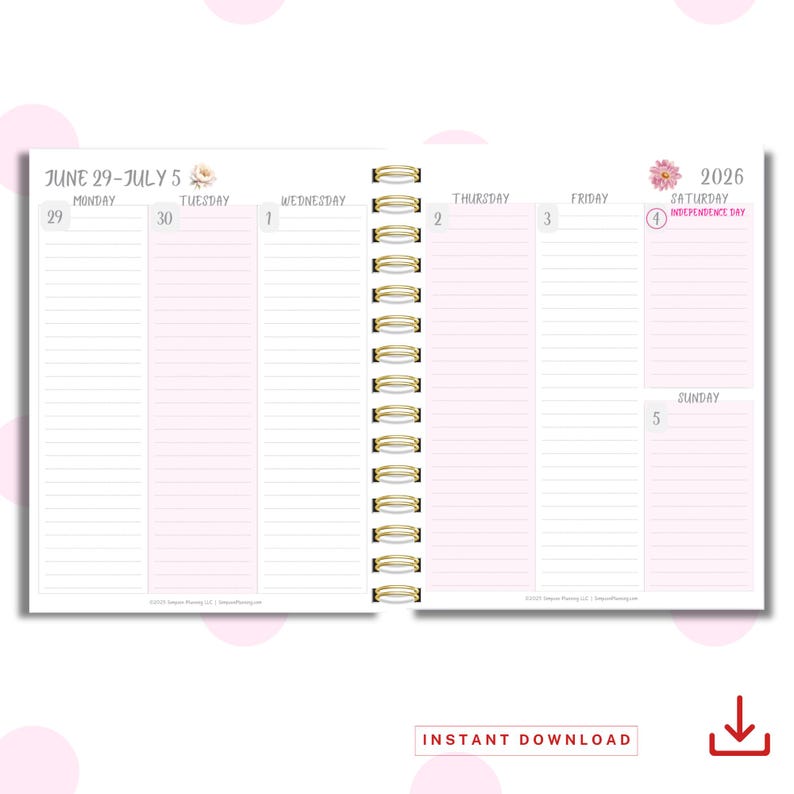 2026 Pink Year Printable Planner Grandmacore Cottage Style Floral ...