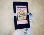 Pink and Navy Blue Themed Junk Journal, Covered with Fabric, Handmade, Travelers Notebook Size, For Her