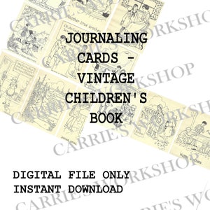 Cartões de registro no diário, download digital, para impressão, livro infantil vintage