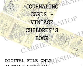 Journaling Cards, Digital Download, Printable, Vintage Children's Book