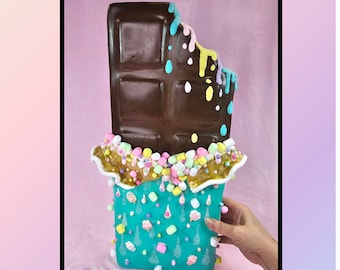 Giant fake Candyland Chocolate Bar, Chocolate Bar Decor, Food Props, Faux Candy Bar