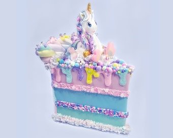 Faux Unicorn Cake Slice, Easter Unicorn Decor, Food Props, Fake Cake, Unicorn Centerpiece, Faux Sweets