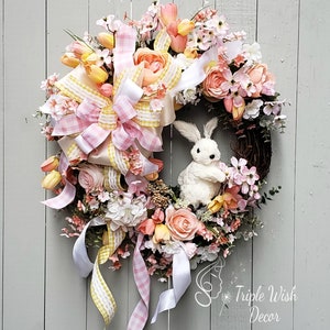 Easter Wreath, Easter Decor, Spring Wreath, Spring Door decor, Rabbit Wreath, front door decor, Made in Canada, Triple wish Decor