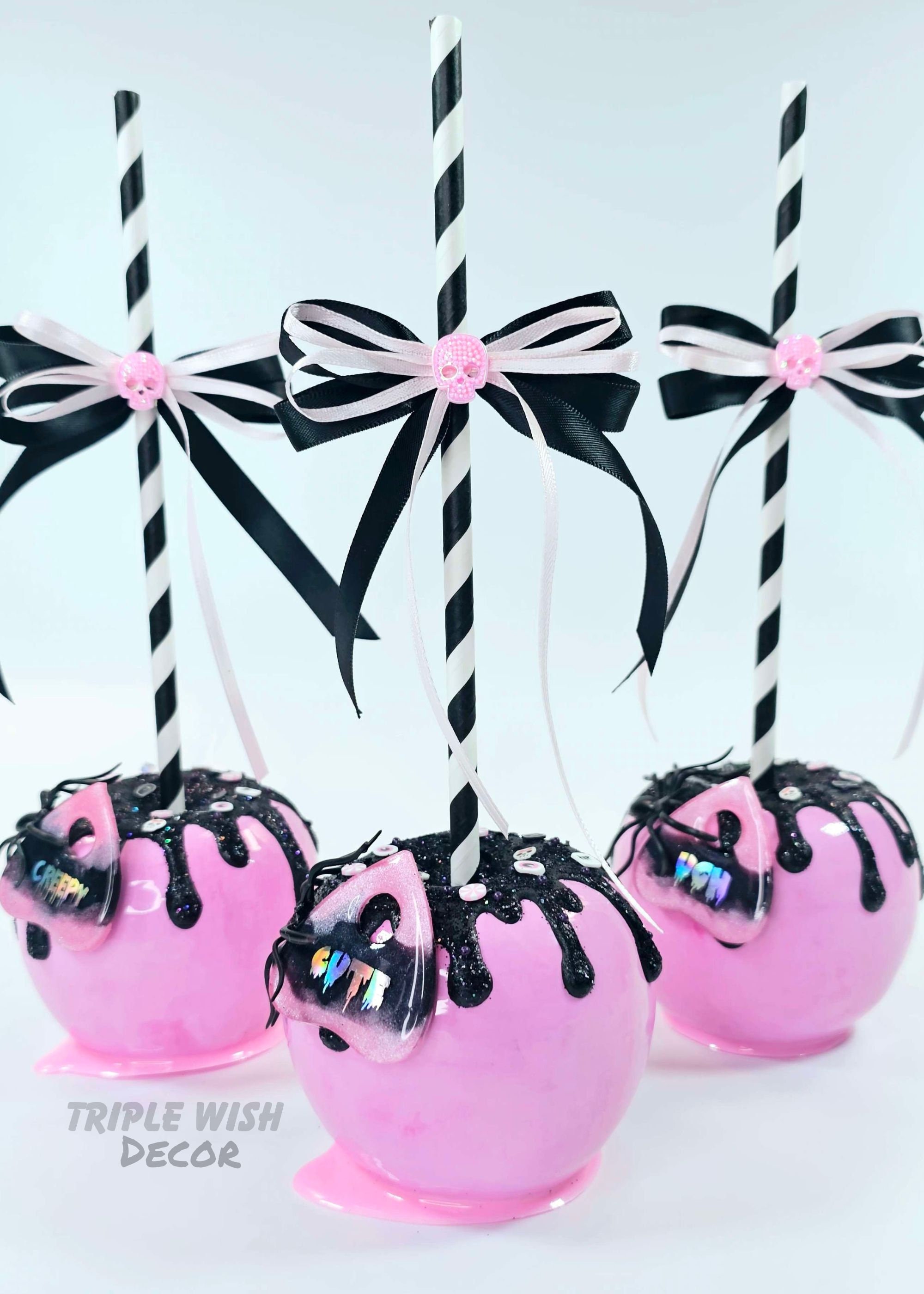Pink Poison Candy Apples , Halloween Apple, Food Props, Faux Candy Apple  for Tier Tray - Etsy, image size:2000x2800