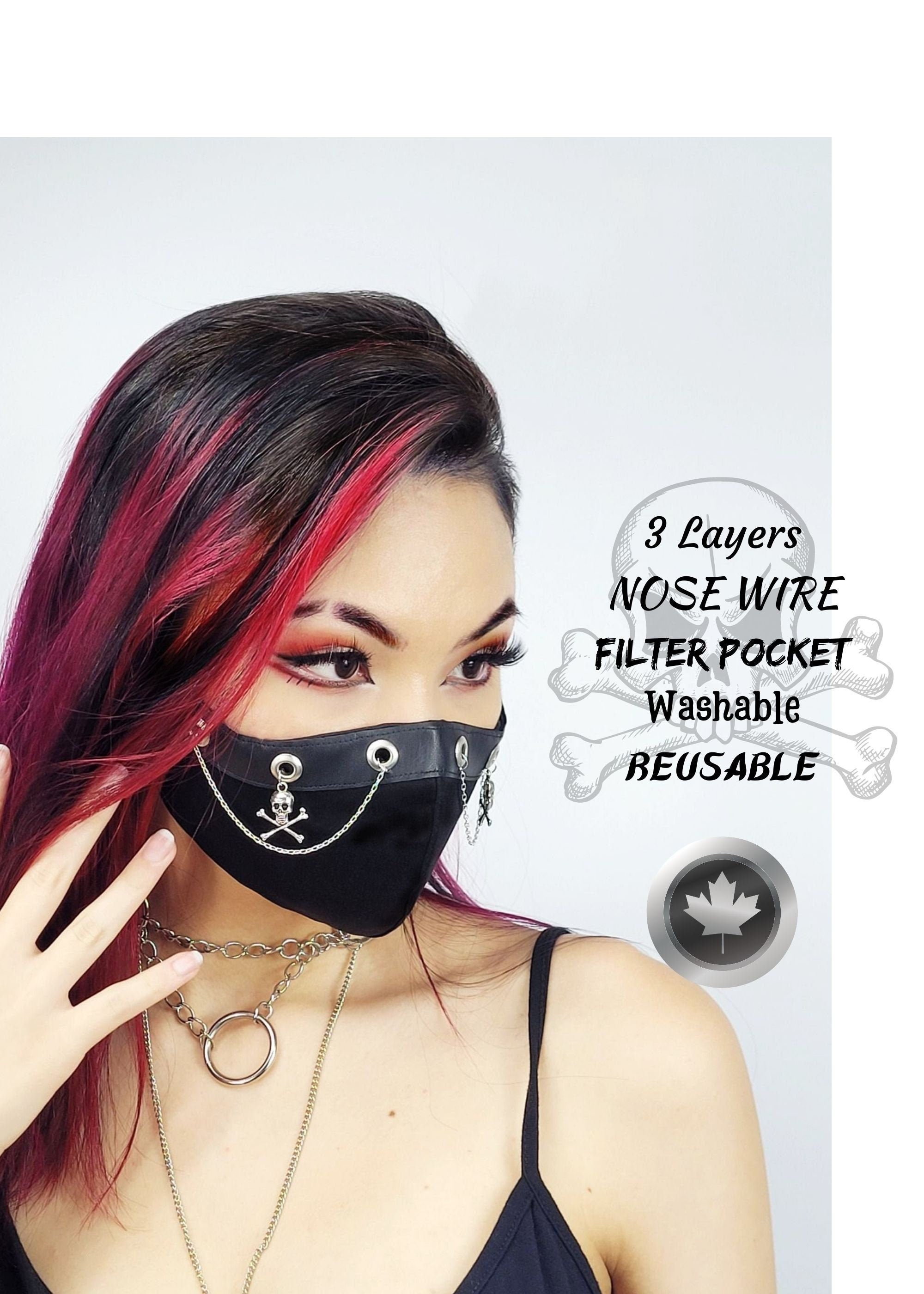 Gothic Skull Face Mask With Chains, Cosplay Mask, 3 Layers