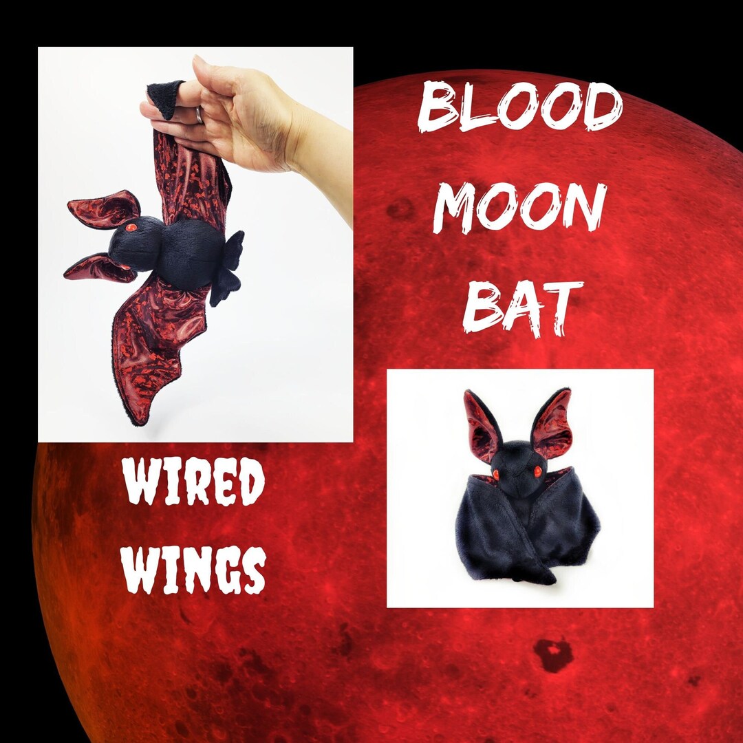 Goth Bat Plush With WIRED Wings, Weighted Plush, Stress Release Bat