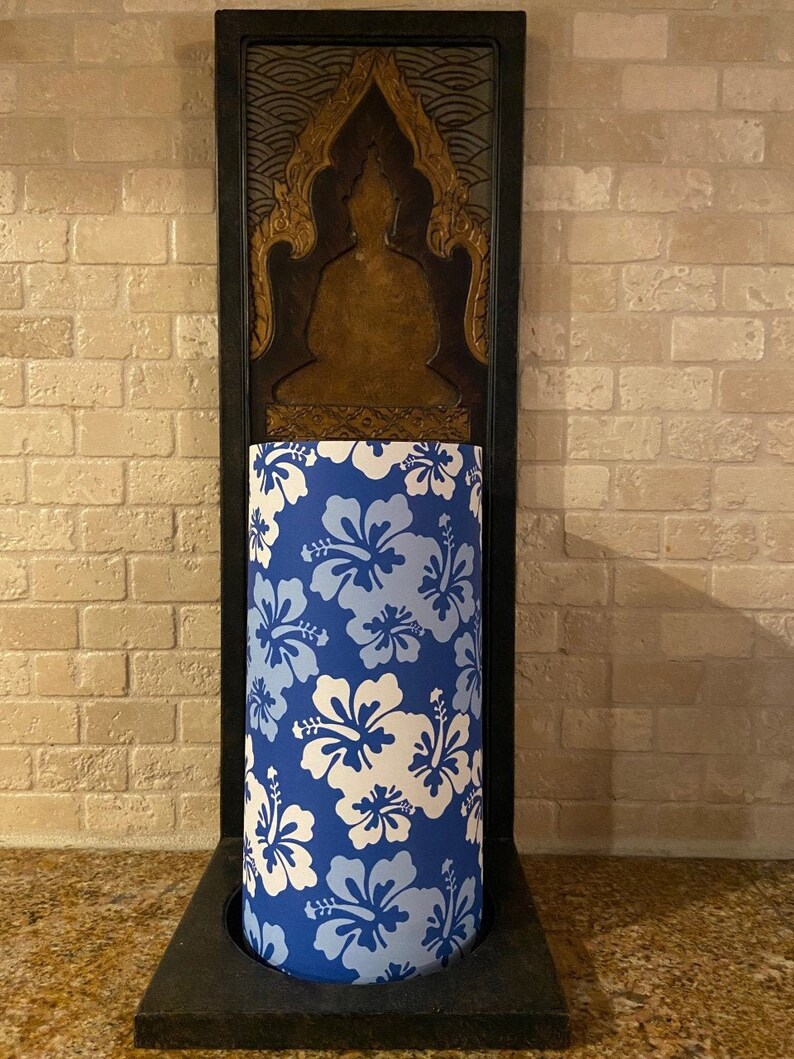 Blue & White Hibiscus Tall Flameless Candle Tropical Decor Etsy