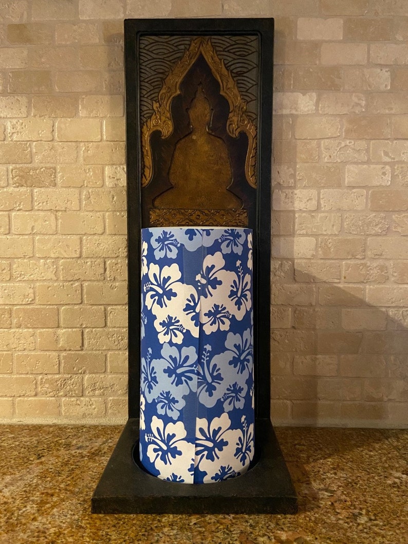 Blue & White Hibiscus Tall Flameless Candle Tropical Decor Etsy