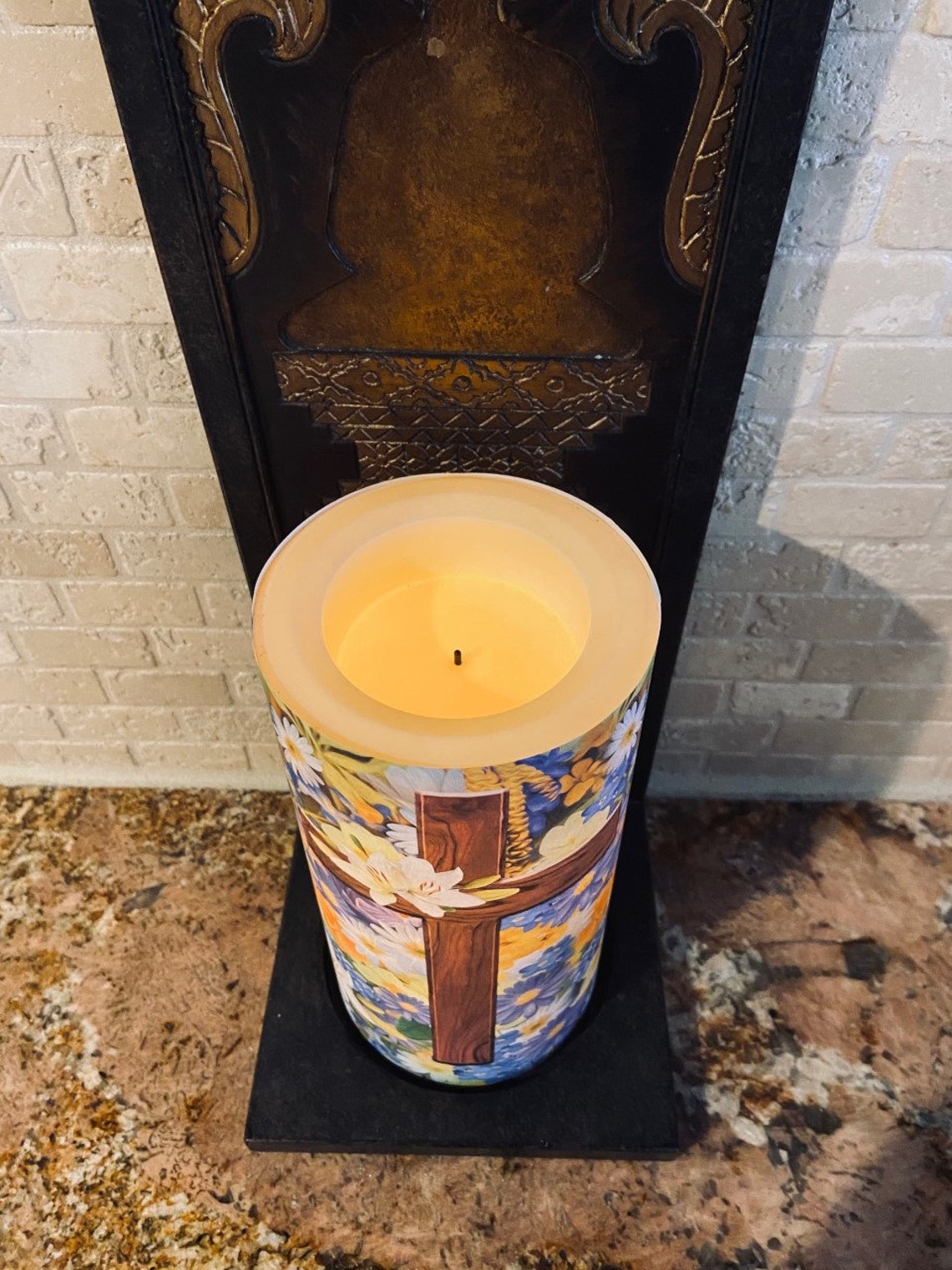 Easter Cross Tall Flameless Candles Easter Decor Candles Etsy