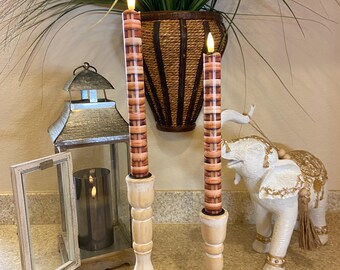 Easter Basket Flameless Taper Candles, Wax LED Candles Set of 2 with Remote, 3D Flame, Timer, Battery Operated
