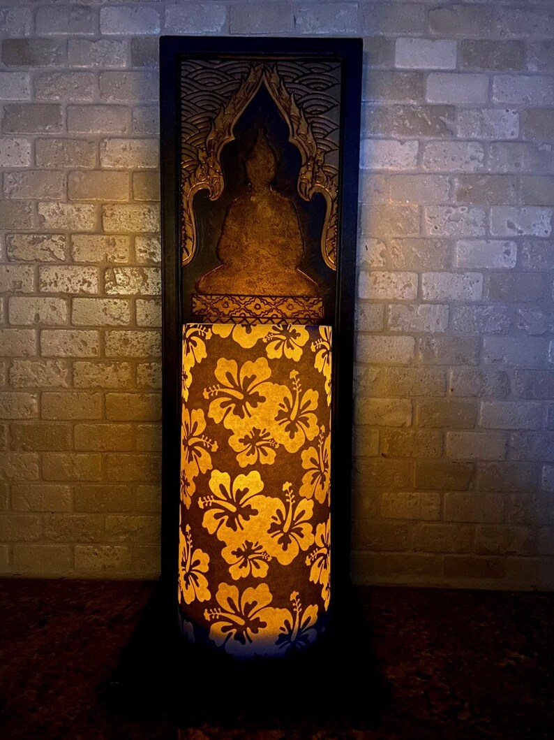 Blue & White Hibiscus Tall Flameless Candle Tropical Decor Etsy