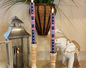 USA 250th Anniversary Limited Edition Flameless Taper Candles, Set of 2 with Remote, Battery Operated Timer, Patriotic Decor