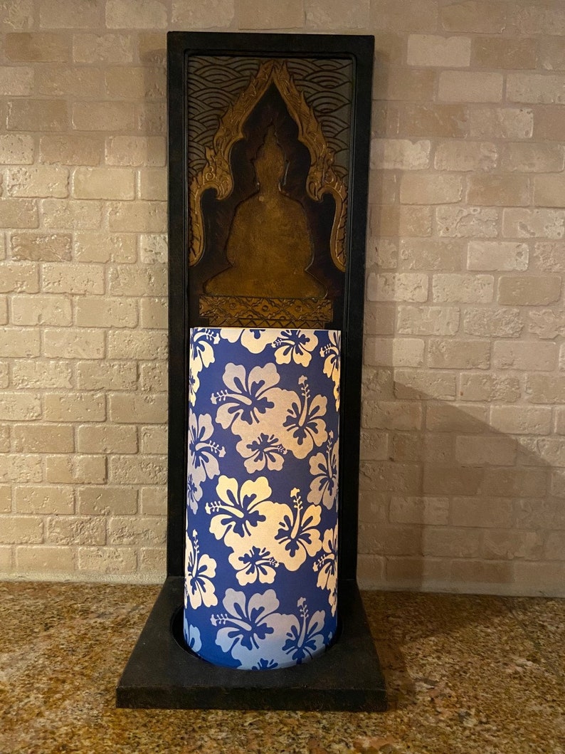 Blue & White Hibiscus Tall Flameless Candle Tropical Decor Etsy