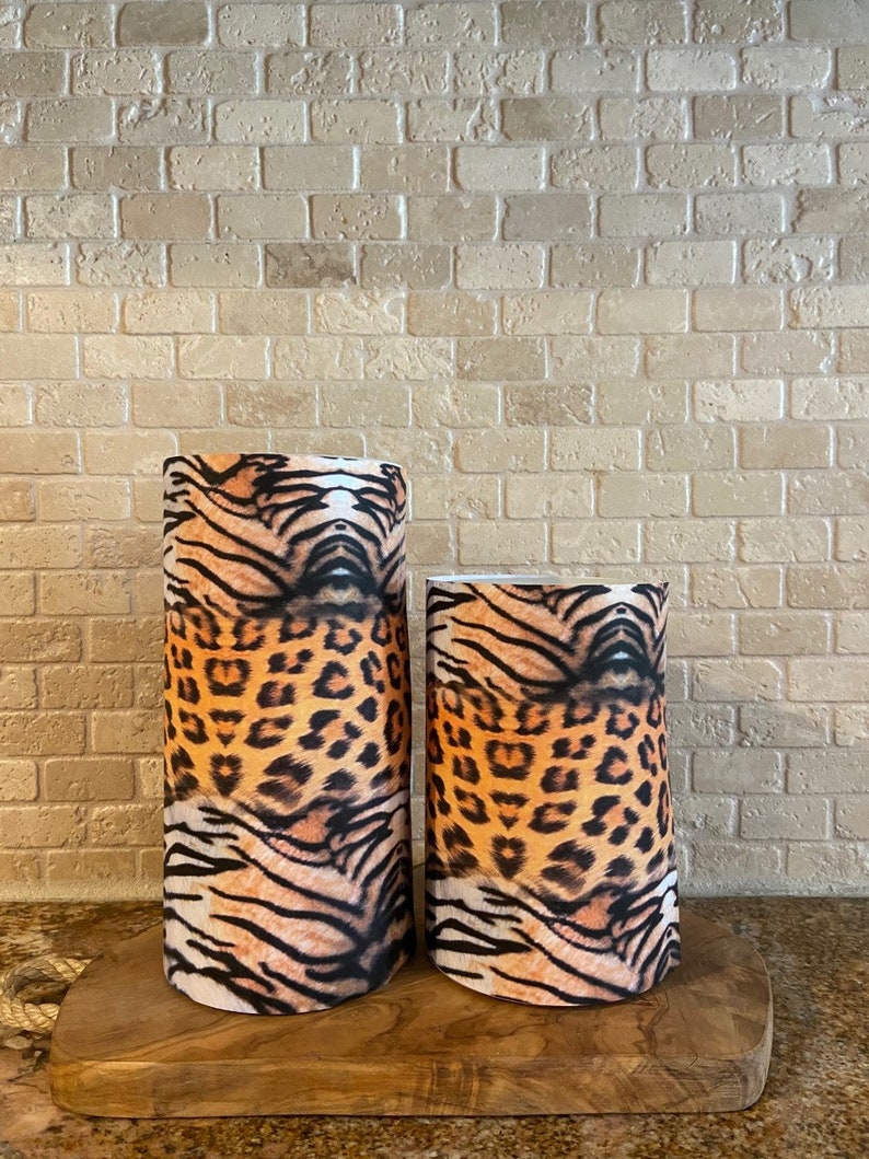 Wild Safari Set Flameless Candles Tiger Print Flameless Etsy