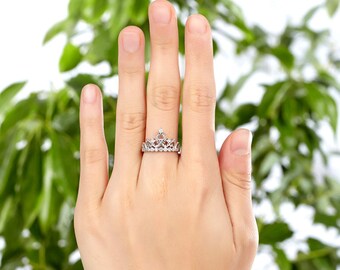 Crown Ring , Sterling Silver 925, Band Ring, Princess Queen Jewelry, Promise Ring, Engagement band, Tiara Ring
