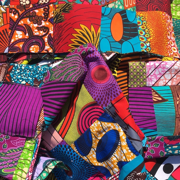 1 lb of Patchwork SCRAPS! Random, African Wax Print Fabric, All 100% Cotton! FREE SHIPPING!