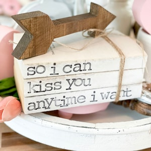 Bookstack, valentines gift, stamped books, stamped bookstack, bookstack, anniversary gift, wedding gift, couples, love, romance, farmhouse