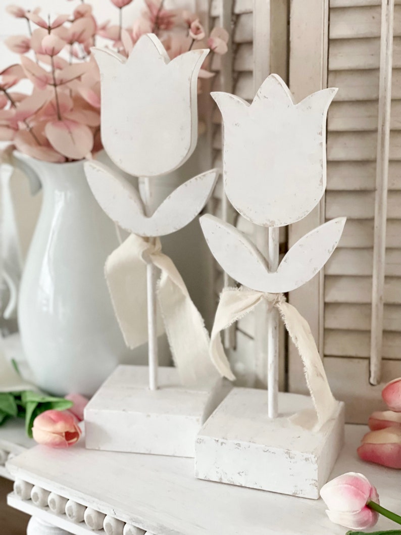 Wooden Tulip Decor, Spring Flower Decor, Garden Theme Decor, Tulips ...