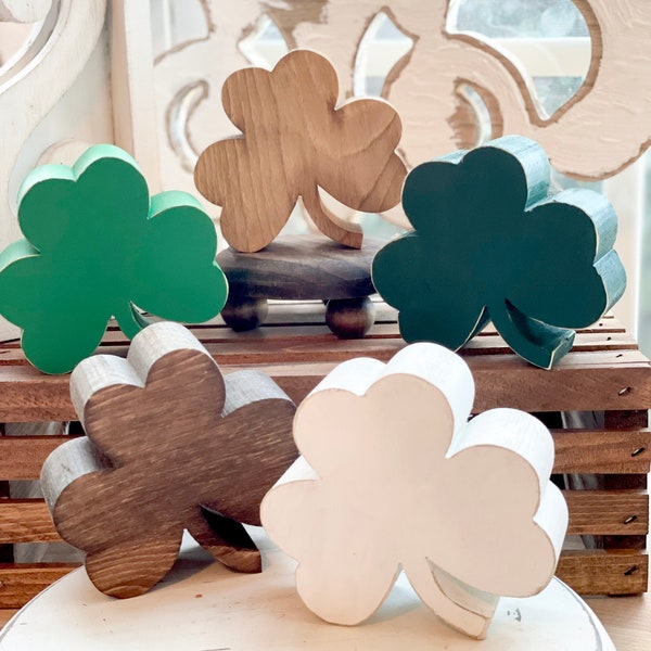 wood shamrock, shamrock decor, St. Patrick’s decor, St. Patrick’s tiered tray, clover, Irish decor, Irish, handmade shamrock