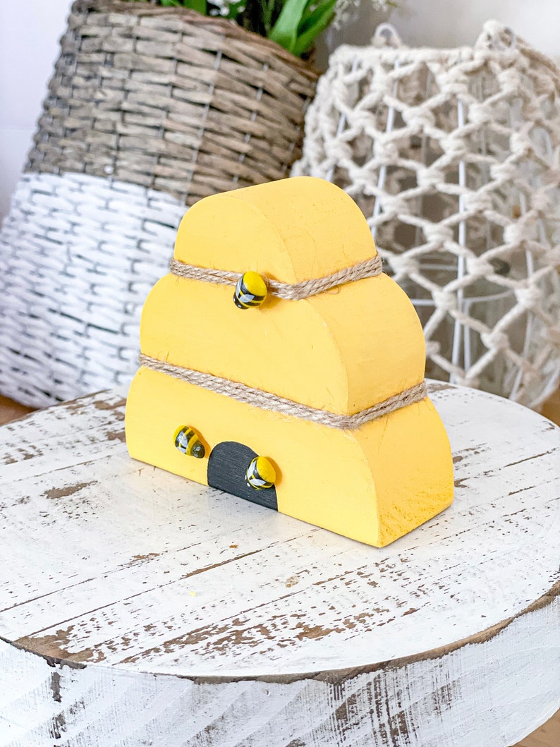Wooden Bee Hive Bee Decor Bee Hive Bee Theme Bee Tiered Etsy