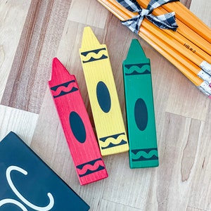SMALL Wood crayon, back to school tiered tray decor, school decor, farmhouse school decor, crayons, teacher gift, classroom decor