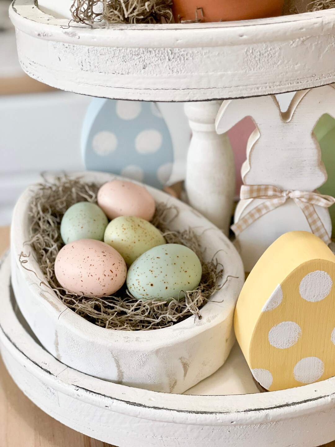 Easter Centerpiece, Handmade Easter, Dough Bowl Decor, Easter Egg