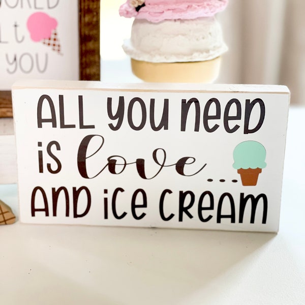 Ice cream decor, ice cream sign, farmhouse, ice cream tiered tray, wood sign, ice cream theme, summer signs, ice cream display