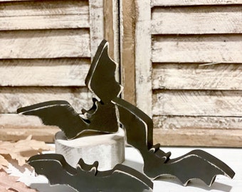 Handmade wooden bats, Halloween decor, fall decor, Falloween, Halloween tiered tray, bats, bat decor, Halloween, October decor