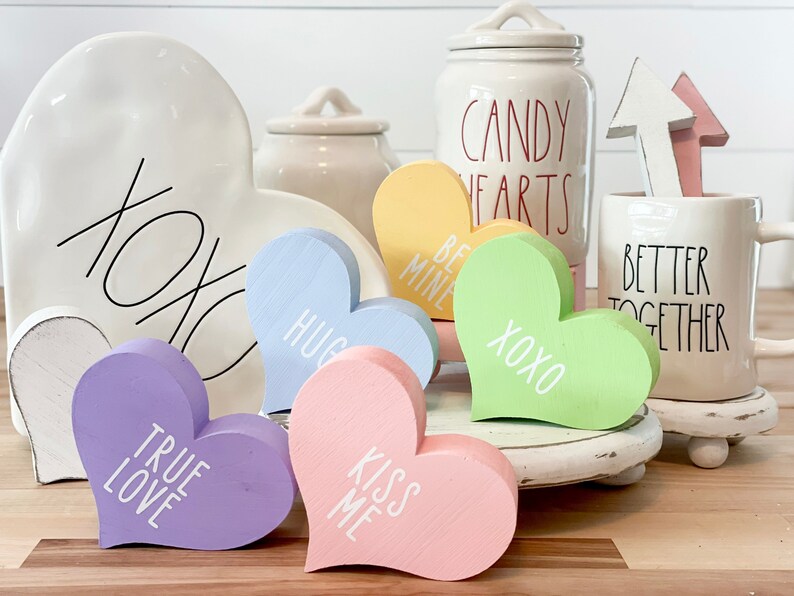Conversation Hearts Wooden Heart Heart Decor Valentines | Etsy