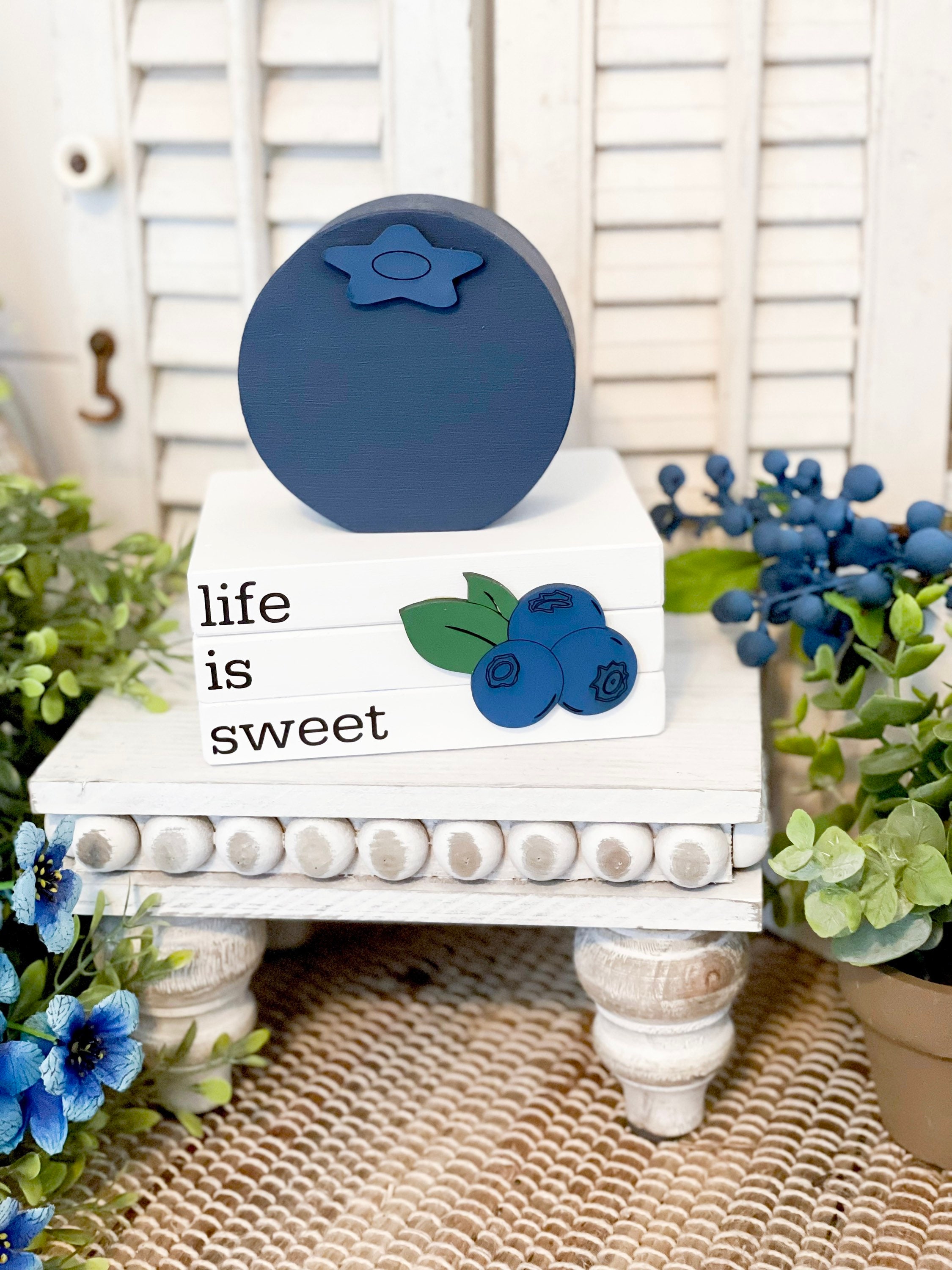 Berry Color Book Stack Blueberry Decor, Blueberry Bookstack, Summer Bookstack, Tiered Tray ...