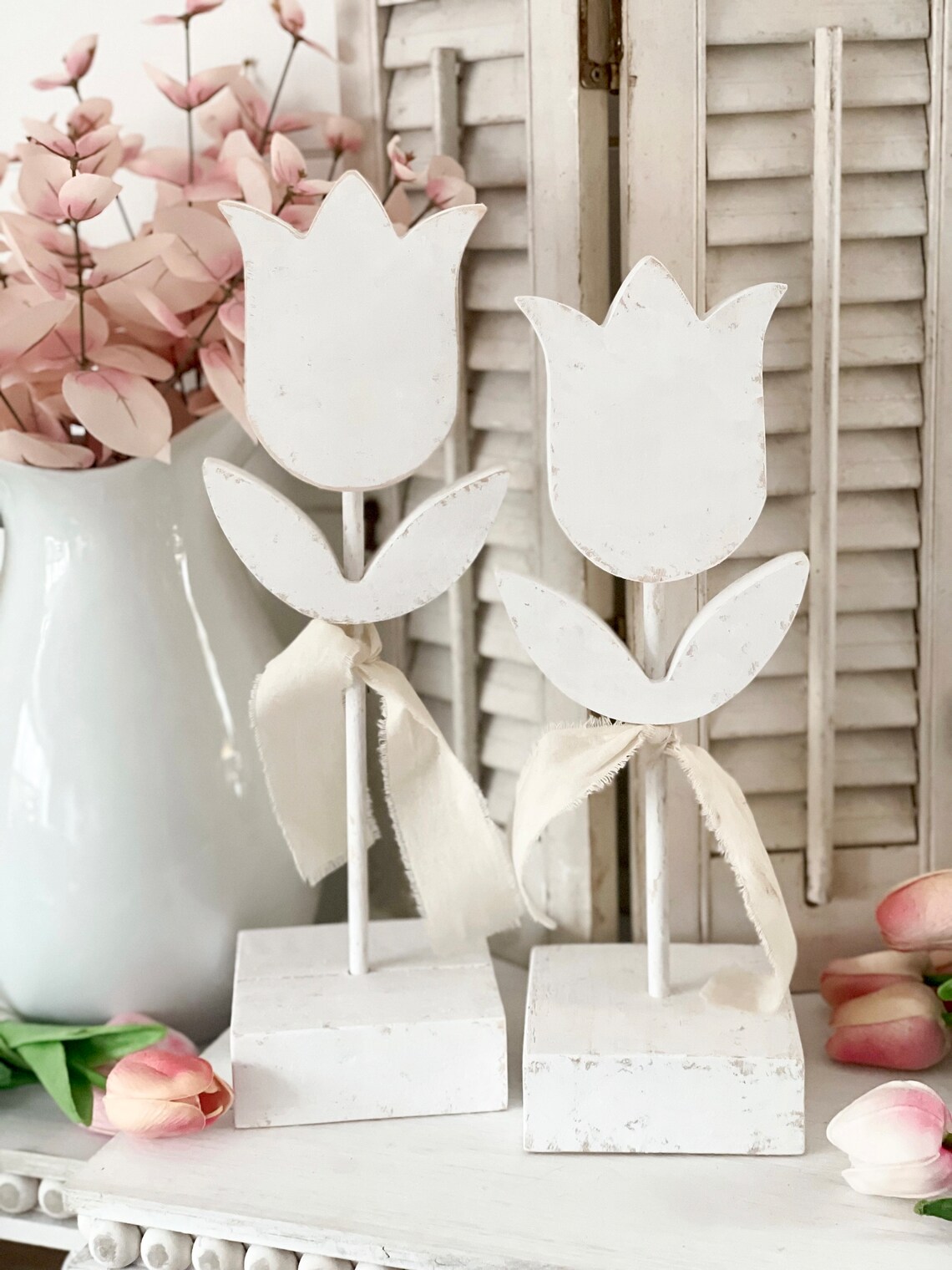 Wooden Tulip Decor, Spring Flower Decor, Garden Theme Decor, Tulips ...