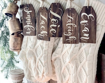 Stocking Tags, Christmas Tags, Wooden Tags, stocking name tags