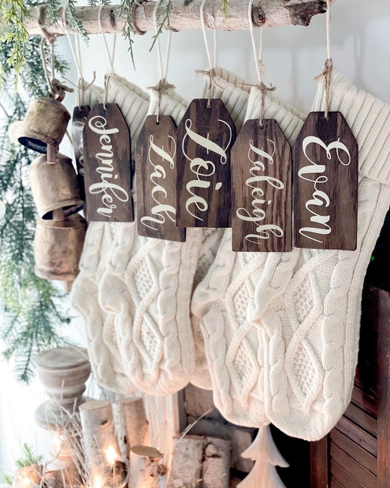 Stocking Tags, Christmas Tags, Wooden Tags, stocking name tags