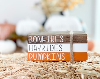 Mini bookstack, tiered tray decor, bookstacks, farmhouse kitchen decor, fall decor, fall Bookstack, fall tiered tray decor, fall farmhouse