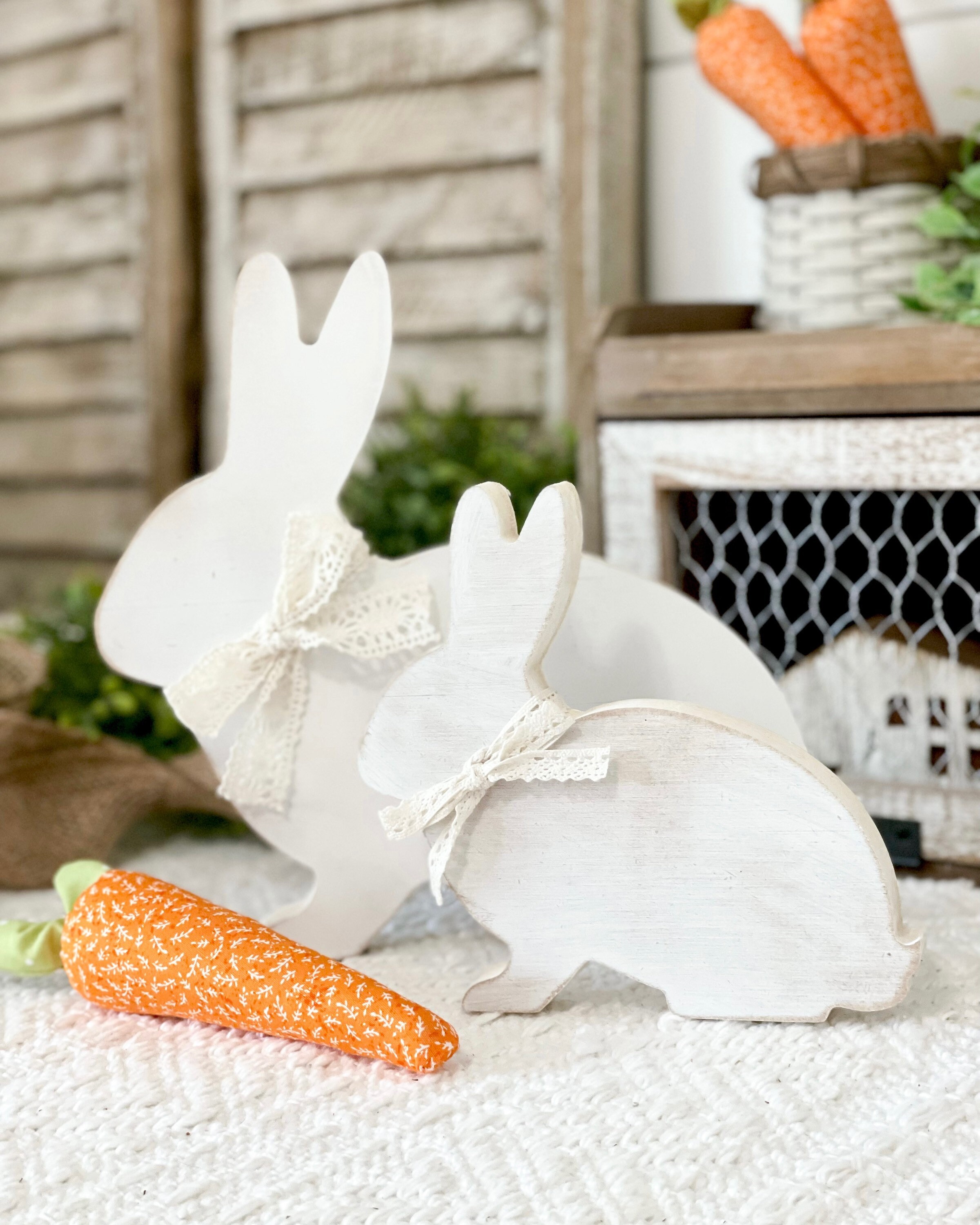 Neutral Rabbit Stuff For Rabbits Wood Bunny, Easter Decor, Spring Decor, Easter Tiered Tray, Handmade ...