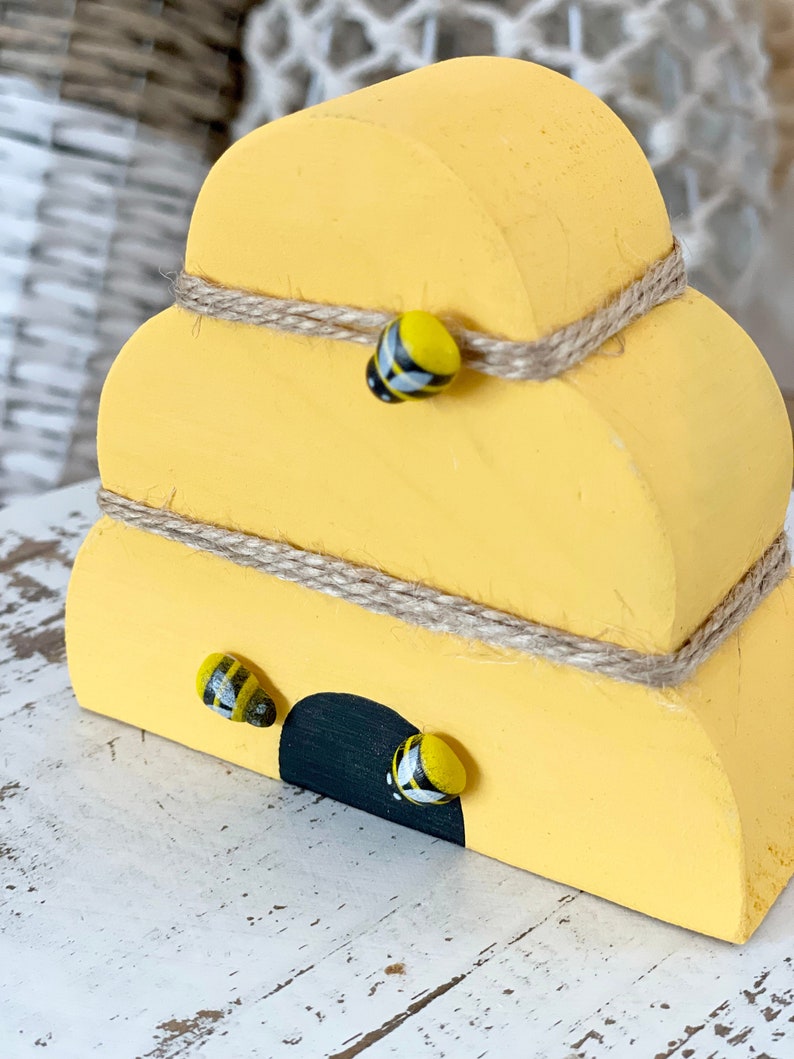 Wooden Bee Hive Bee Decor Bee Hive Bee Theme Bee Tiered Etsy
