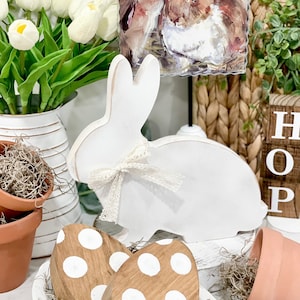 Wood bunny, Easter decor, spring decor, Easter tiered tray, handmade bunny, rabbits, rabbit decor, Easter bunny, neutral Easter,